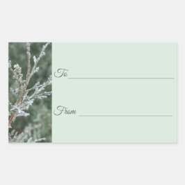 Adesivo Retangular Sparkling Frost Evergreen Christmas Gift Label