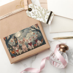 Adesivo Retangular Sphynx Cat Halloween Spooky