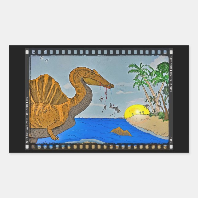 Adesivo Retangular Spinosaurus Film Reel Dinosaur Sticker (Frente)