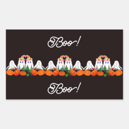 Adesivo Retangular Spooky Funky Ghost Boo Halloween Pumpkin Patch Cof