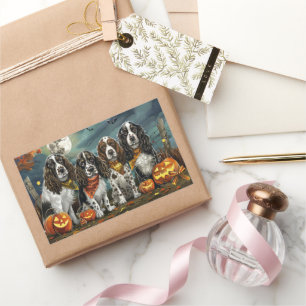 Adesivo Retangular Springer Spaniel Halloween Spooky