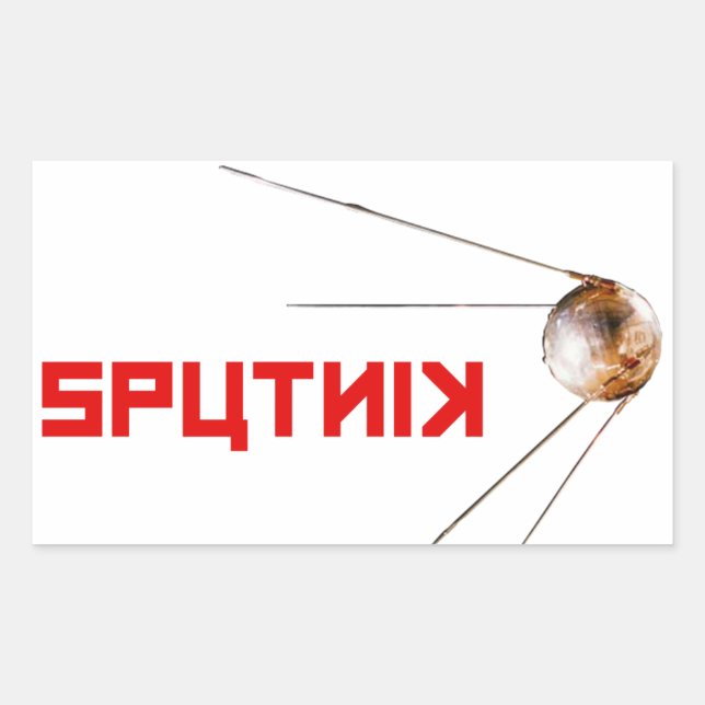 Adesivo Retangular SPUTNIK - espaço/russo/união soviética/tecnologia (Frente)