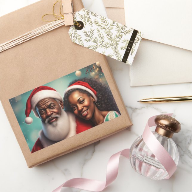Adesivo Retangular Sr. e Sra. Claus Sticker (Presentear)