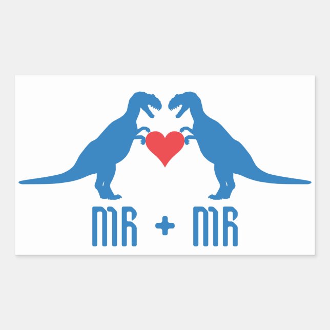 Adesivo Retangular Sr+Sr- Amor é Dinossauros de Amor (Frente)
