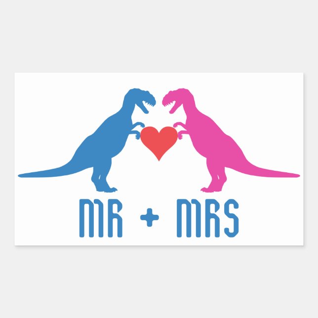 Adesivo Retangular Sr+Sra - Dinossauros de Amor (Frente)