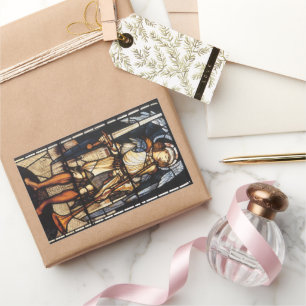 Adesivo Retangular St Michael por Burne Jones, arcanjo do vintage