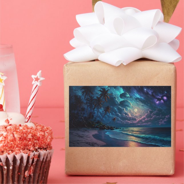 Adesivo Retangular Star Coast, Maldivas, Night Beach (Festa)