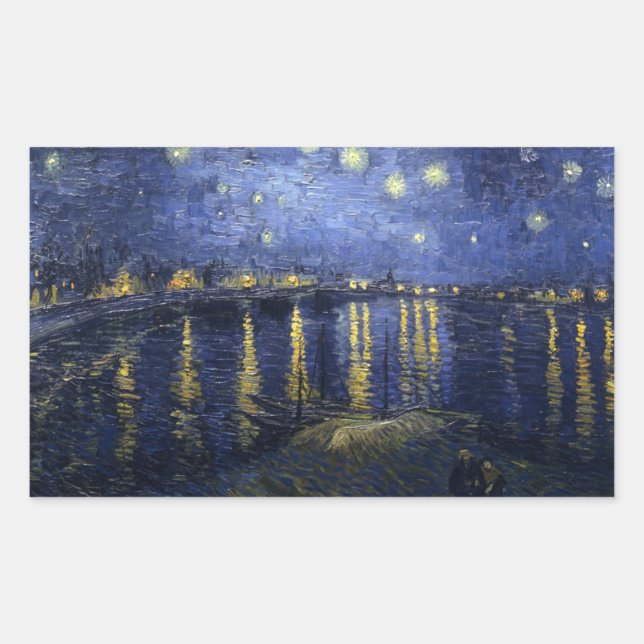 Adesivo Retangular Starry Night Over the Rhone - Van Gogh (1888) (Frente)