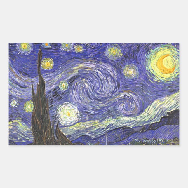 Adesivo Retangular Starry Night por Vincent van Gogh (Frente)