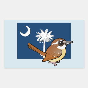 Adesivo Retangular State Birdorable of South Carolina: Carolina Wren