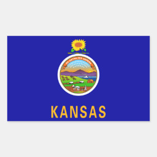 Adesivo Retangular Sticker de Sinalizador do Estado do Kansas