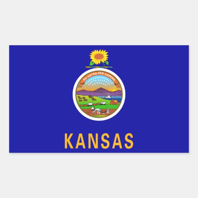 Adesivo Retangular Sticker de Sinalizador do Estado do Kansas (Frente)