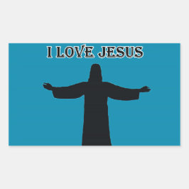 Adesivo Retangular Sticker  i love jesus