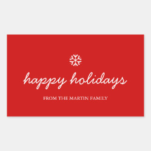 Adesivo Retangular Stickers Holiday - feriados felizes Natal vermelho