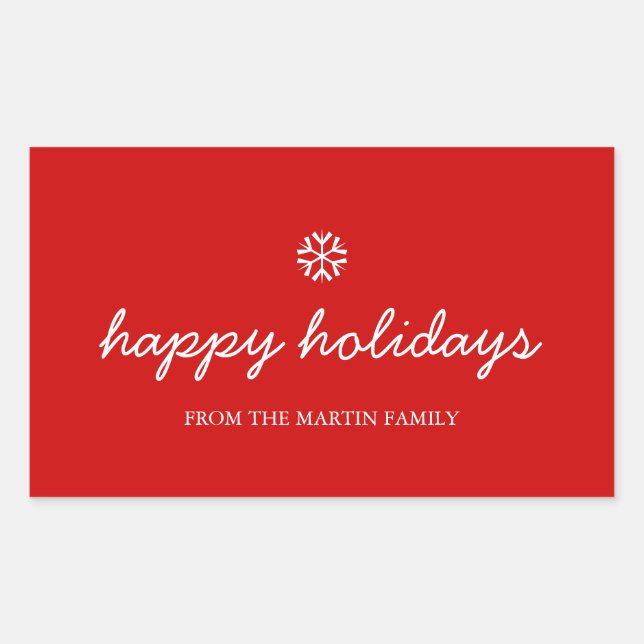 Adesivo Retangular Stickers Holiday - feriados felizes Natal vermelho (Frente)