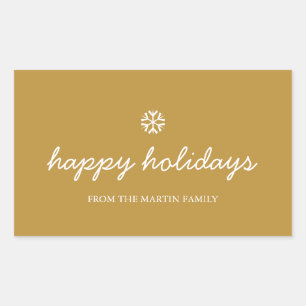 Adesivo Retangular Stickers Holiday - Ouro de natal de feriados feliz