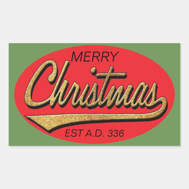 Adesivo Retangular Stickers "Retro Christmas Est A.D. 336" (Frente)