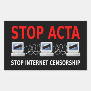 Adesivo Retangular STOP ACTA Internet Censorger Sticker