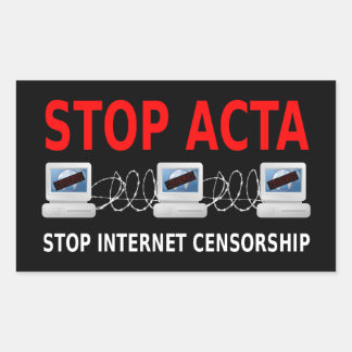 Adesivo Retangular STOP ACTA Internet Censorger Sticker