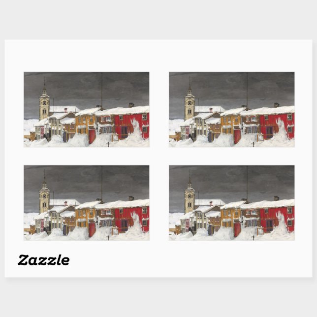 Adesivo Retangular Street em Røros, no inverno (1903) (Folha)