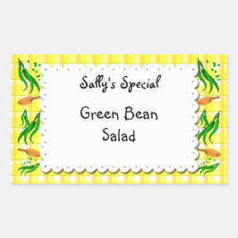 Adesivo Retangular String Beans Yellow verifica Comidas personalizada