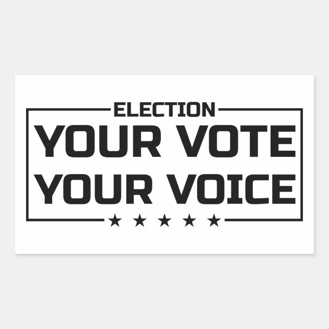 Adesivo Retangular Sua Votação Sua Voz fonte preta (Frente)