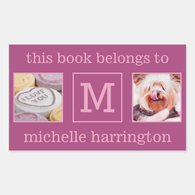 ADESIVO RETANGULAR SUAS FOTOS, NOME E VÍDEOS MONOGRAM (Frente)