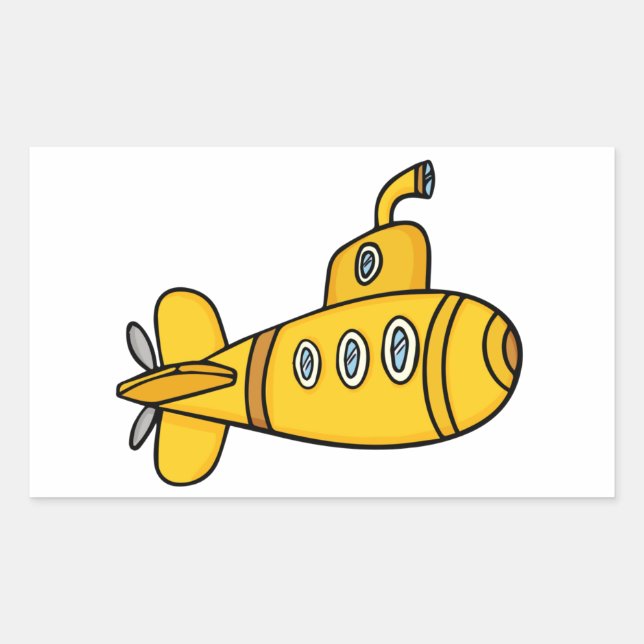 Adesivo Retangular Submarino de Cartoon Amarelo (Frente)