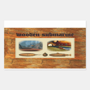 Adesivo Retangular submarino de madeira