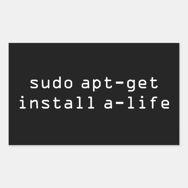 Adesivo Retangular sudo apt-get install a-life (Frente)