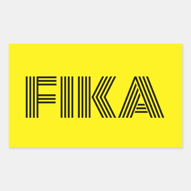 Adesivo Retangular Sueco Fika Amarelo e Negro (Frente)