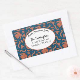 Adesivo Retangular Suéter feio de Natal Chapéu Cachecol Vermelho Bran