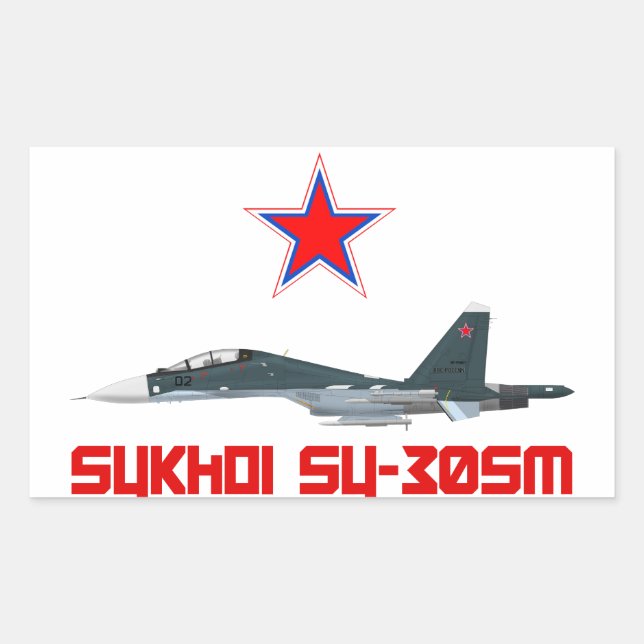 Adesivo Retangular Sukhoi Su-30SM Russian Air Force VKS (Frente)
