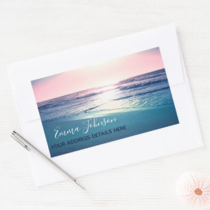 Adesivo Retangular Summer Sea Sunset Tropical Beach Photo