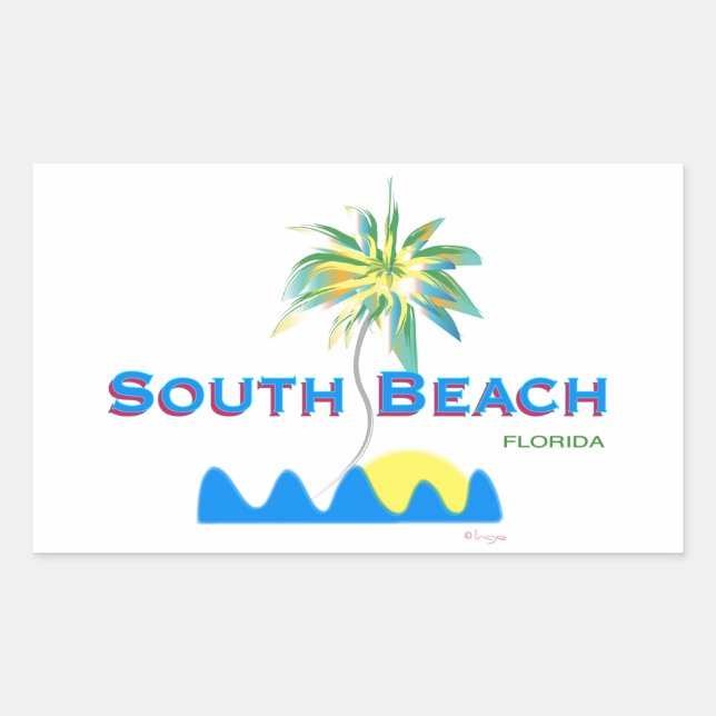 Adesivo Retangular Sunny South Beach, Florida (Frente)