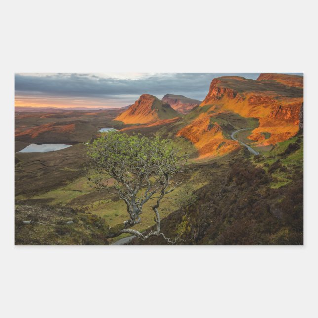 Adesivo Retangular Sunrise nas montanhas Quiraing em Skye, Escócia (Frente)