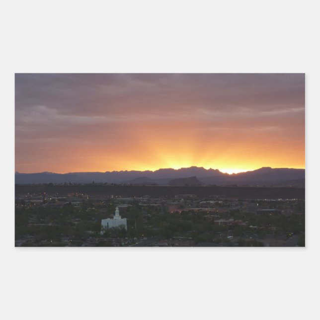 Adesivo Retangular Sunrise sobre Ruas. George Utah Landscape (Frente)