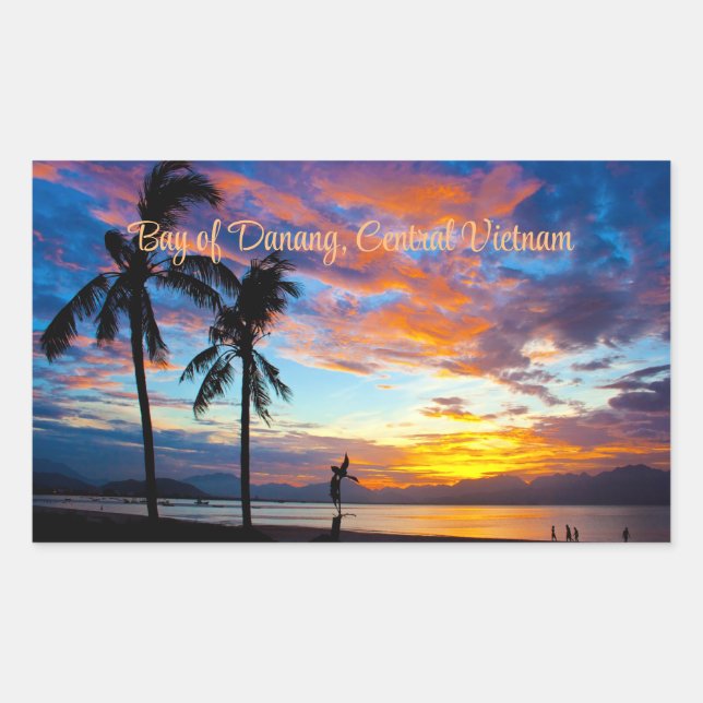 Adesivo Retangular Sunset, Baía de Danang, Vietname Central, (Frente)