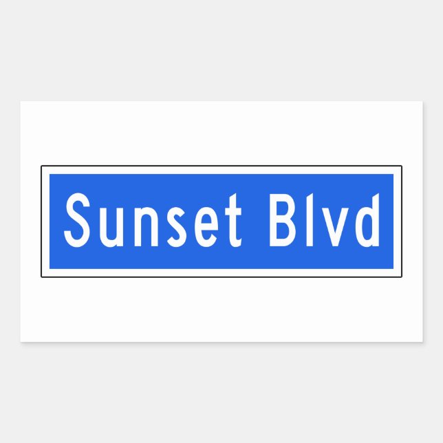 Adesivo Retangular Sunset Boulevard, Los Angeles, CA Street Sign (Frente)