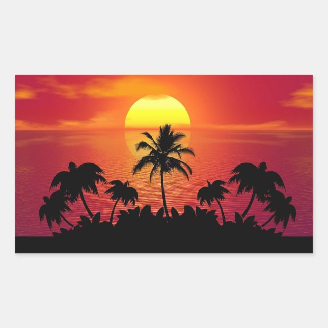 Adesivo Retangular Sunset com Palmeiras Silhouette-16514 (Frente)