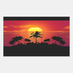 Adesivo Retangular Sunset com Palmeiras Silhouette-16514