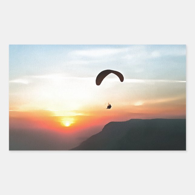 Adesivo Retangular Sunset Paraglide Wanderlust Arte Esportiva Extreme (Frente)