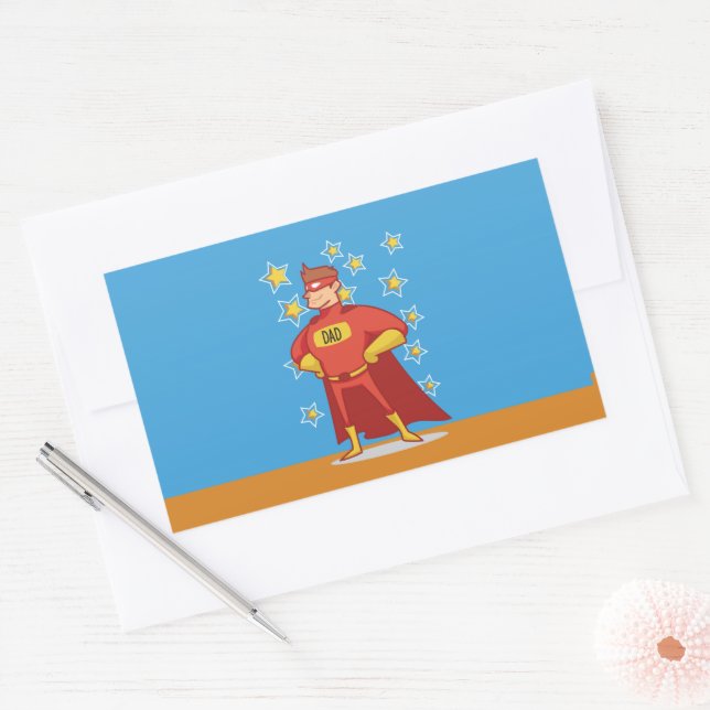 Adesivo Retangular Super-herói pai no Dia de os pais (Envelope)