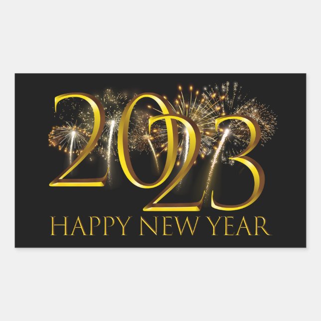 Adesivo Retangular Suprimentos de véspera de ano novo 2023 (Frente)