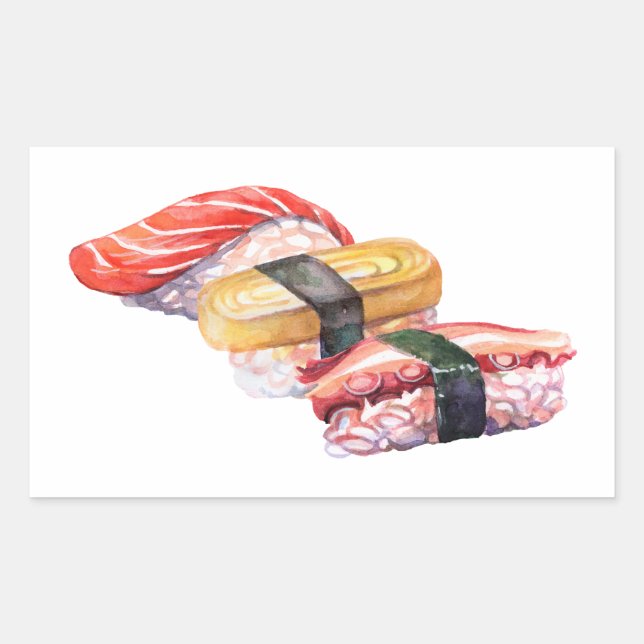Adesivo Retangular Sushi-comida japonês e nigiri (Frente)