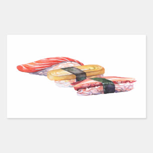Adesivo Retangular Sushi-comida japonês e nigiri
