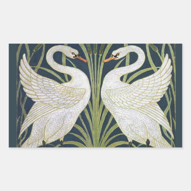 Adesivo Retangular Swan Art Nouveau Dois Swans (Frente)