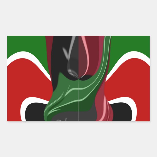 Adesivo Retangular Swirling Kenyan Flag: Uma arte moderna do Motif (Frente)