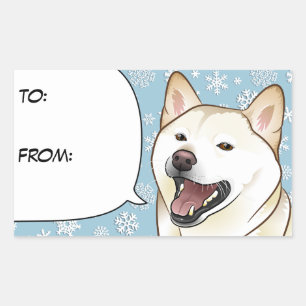 Adesivo Retangular Tag de creme do presente de Shiba Inu do Feliz