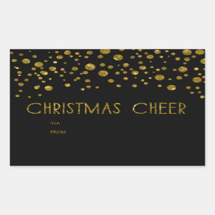 Adesivo Retangular Tag Dourados do presente de época natalícia do